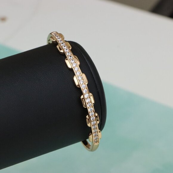 Rose Gold Bangle with Unique Textured Detailing and CZ Accents, XPBL0436 - Picture 9 of 12